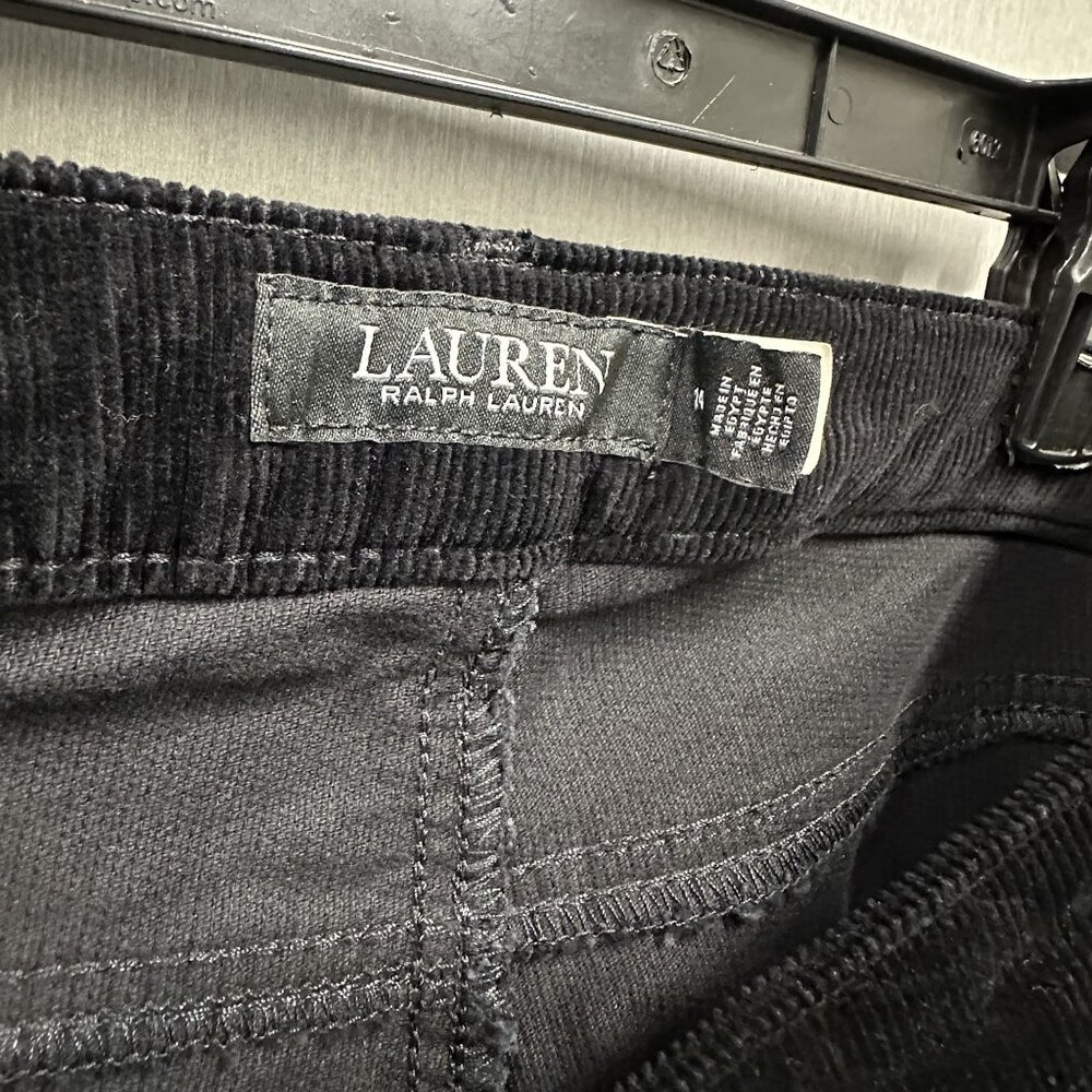 Lauren Ralph Lauren Womens 14 Black Corduroy Pants Stretch Mid Rise Straight Leg - Picture 4 of 9